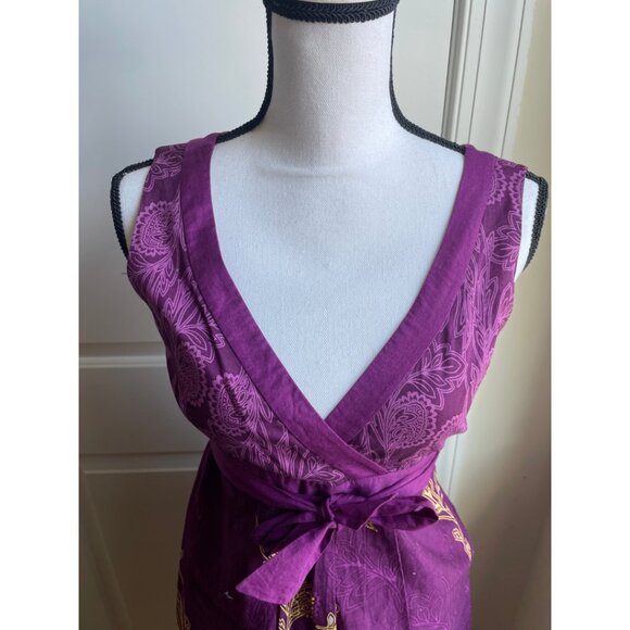 Esprit Collection Purple Embroidered Wrap Dress - Size 10 - Picture 5 of 8